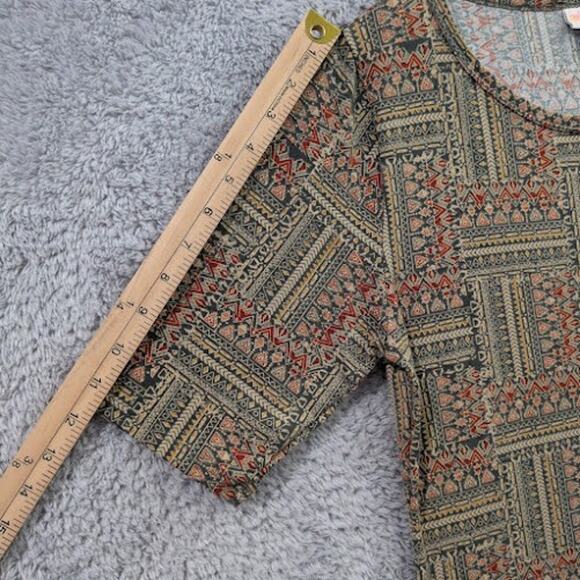 Lularoe Julia Dress Large (L) Abstract Multicolor Short Sleeve Stretch Aztec - Picture 4 of 8